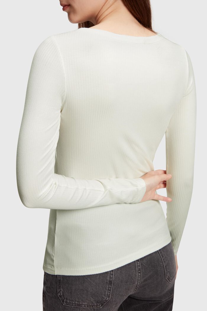 T-shirt à manches longues et découpe, LENZING™ ECOVERO™, OFF WHITE, detail image number 3