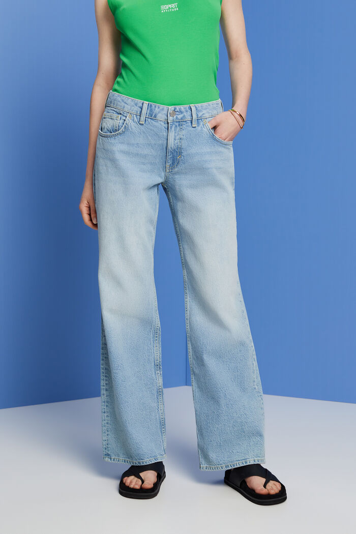 Jeans met retrolook en uitlopende pijpen, BLUE LIGHT WASHED, detail image number 0