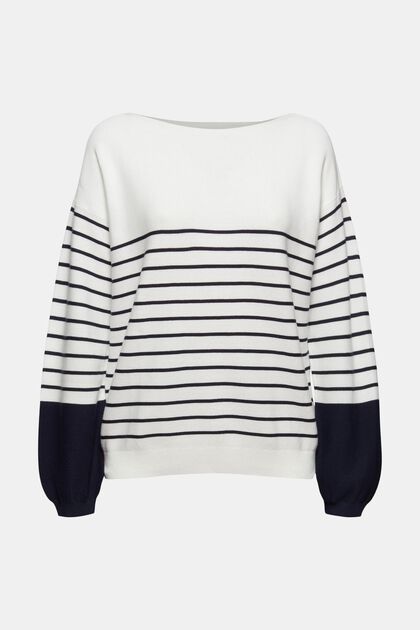 Pull-over en maille, 100 % coton biologique, NEW OFF WHITE, overview