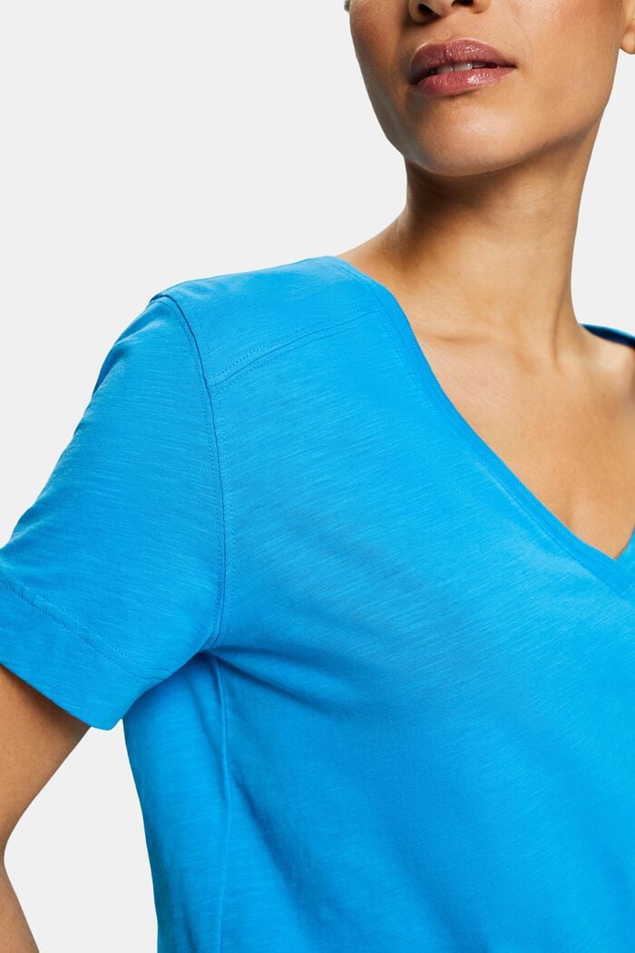 Jersey T-shirt met V-hals, BLUE, detail image number 3