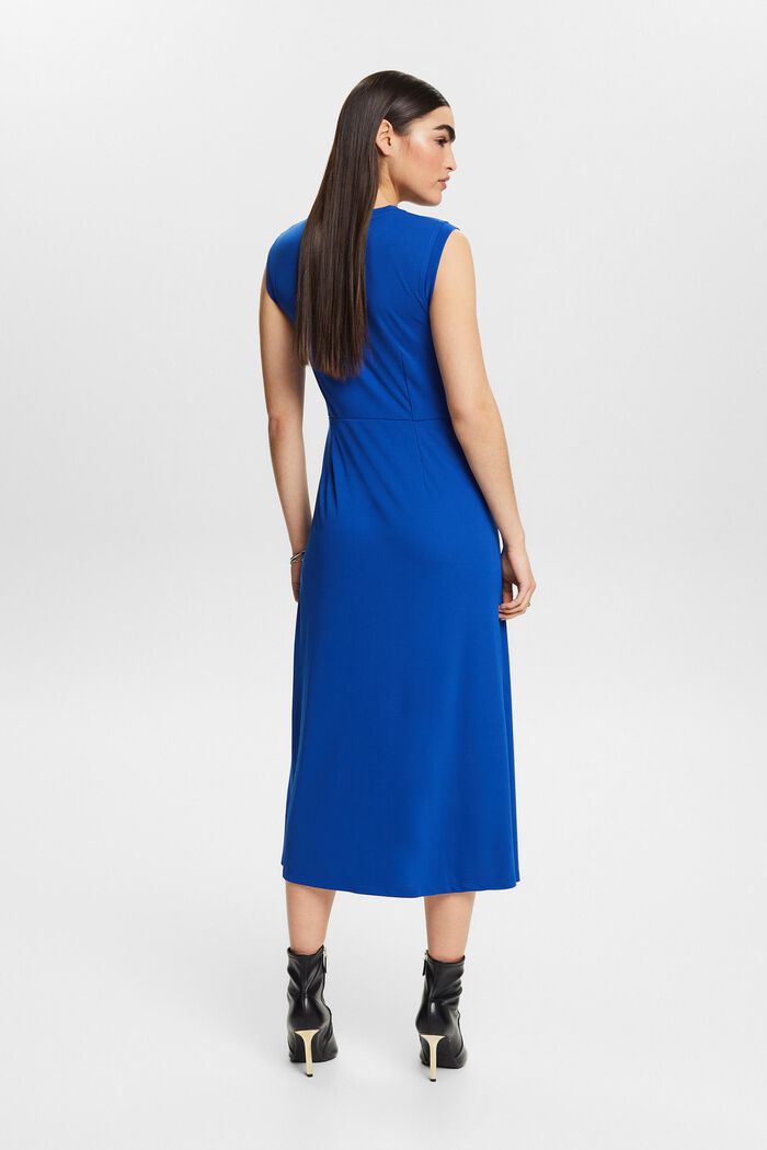 Geknoopte midi-jurk van crêpe, BRIGHT BLUE, detail image number 2