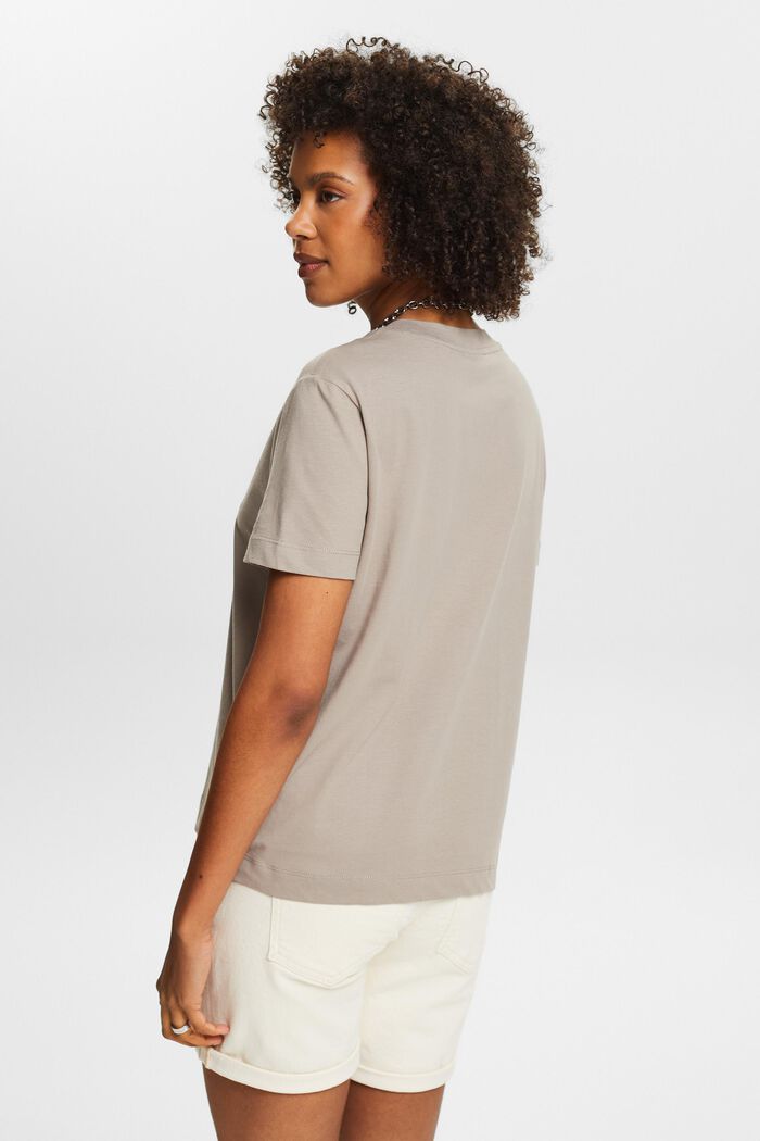 Katoenen T-shirt met ronde hals, LIGHT TAUPE, detail image number 2
