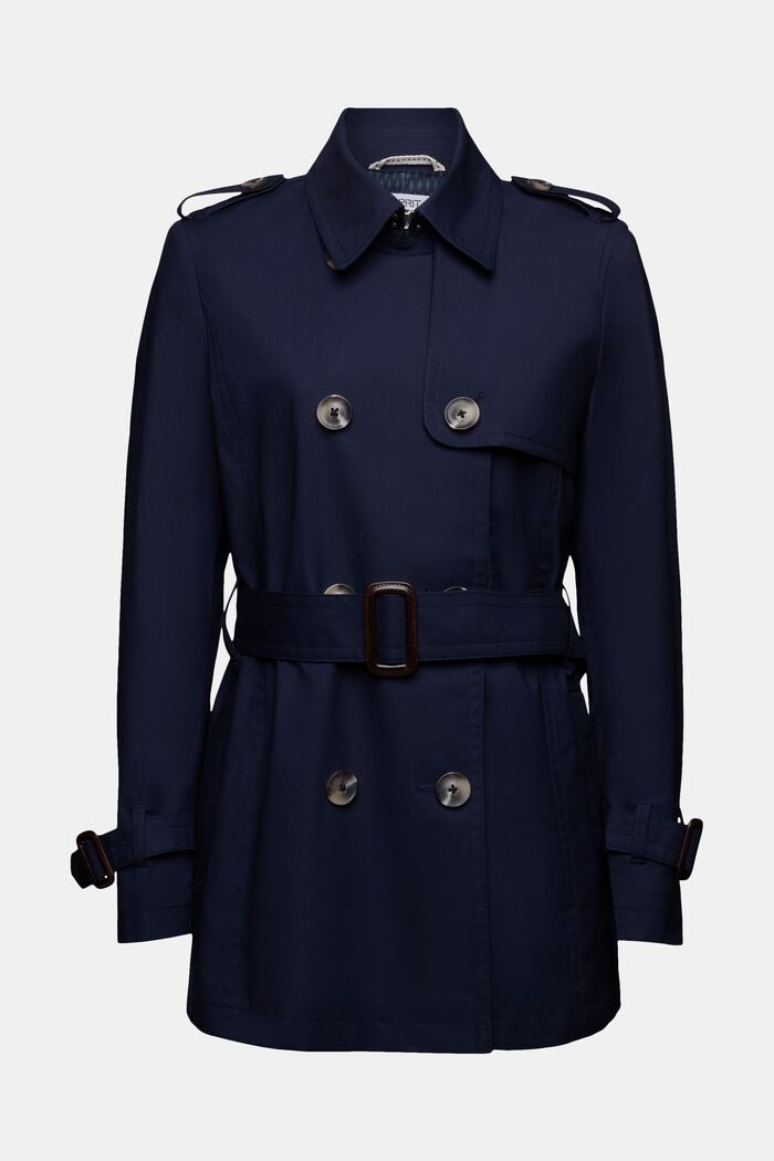 Trench-coat court à boutonnage croisé, NAVY, detail image number 6