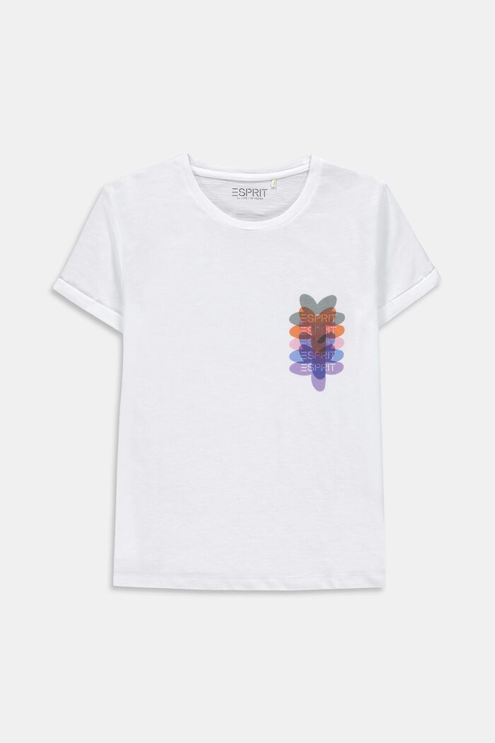 Gemêleerd T-shirt met bloemenprint, WHITE, overview