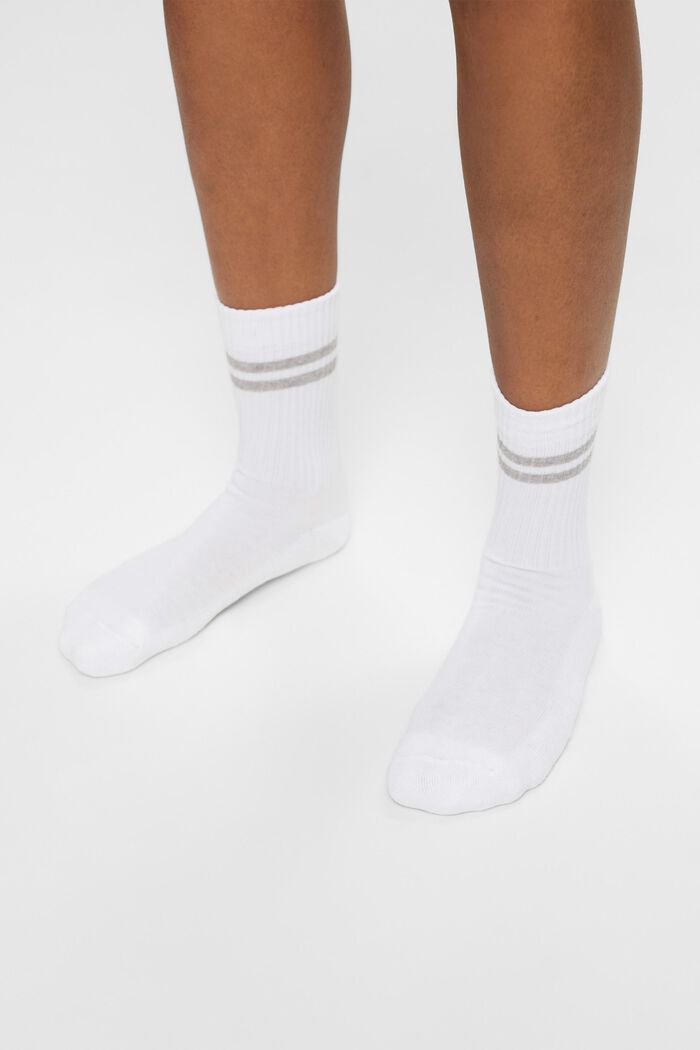 Lot de 2 paires de chaussettes de tennis à rayures, GREY/WHITE, detail image number 1