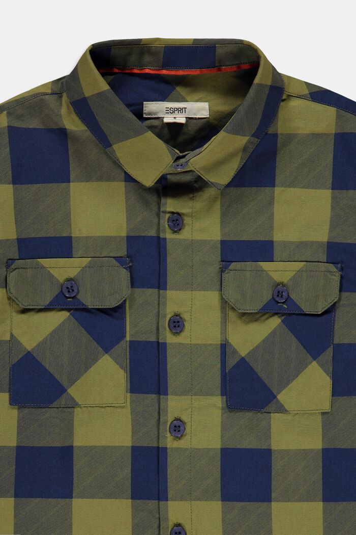 Chemise à carreaux et poche-poitrine, 100 % coton, LEAF GREEN, detail image number 2