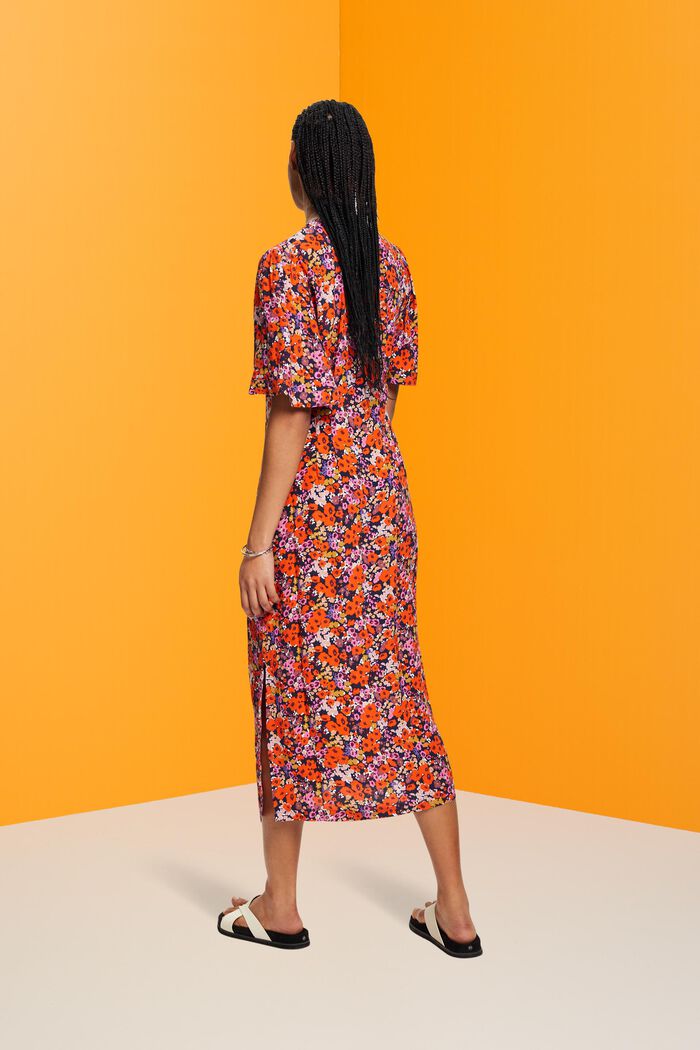 assistent snijden bekennen ESPRIT - Midi-jurk met korte mouwen en bloemenmotief at our online shop