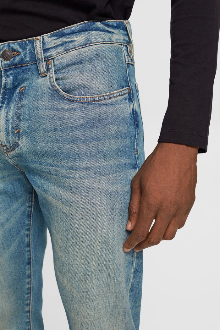 Stone washed slim fit jeans, biologisch katoen, BLUE MEDIUM WASHED, detail image number 3