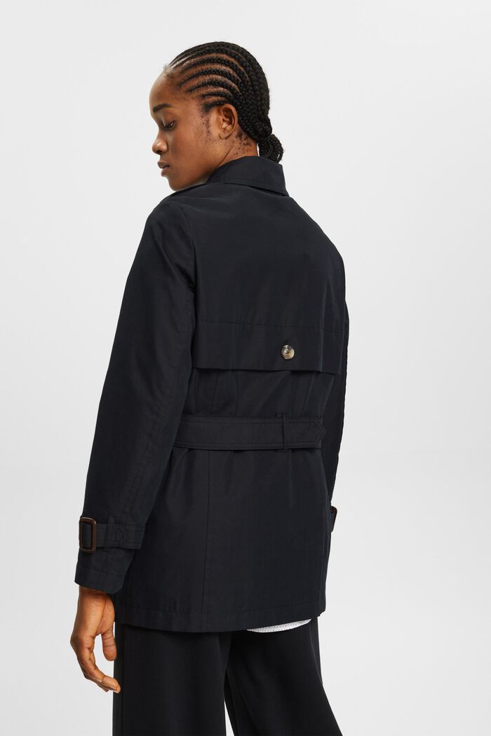 Trench-coat court à ceinture, BLACK, detail image number 3
