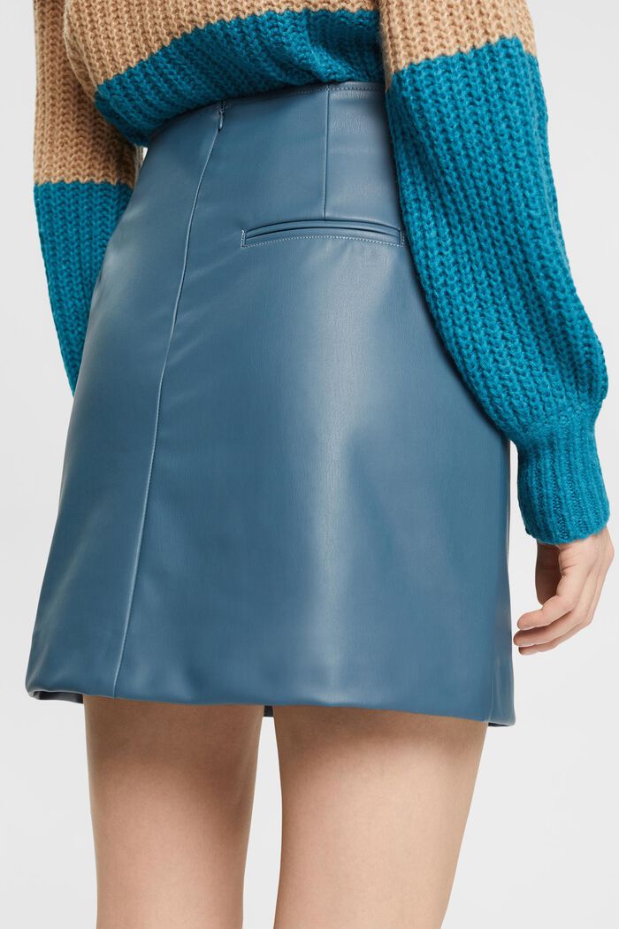 Mini-jupe en similicuir, PETROL BLUE, detail image number 3