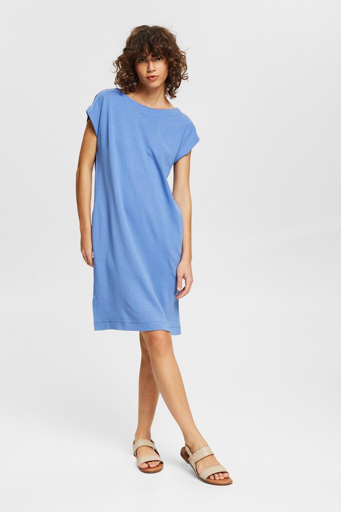 Met TENCEL™: knielange jersey jurk, LIGHT BLUE LAVENDER, detail image number 1