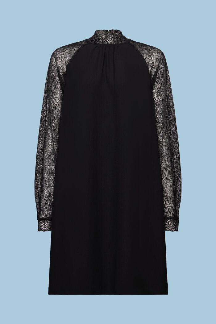 Mini-jurk met kanten randje, BLACK, detail image number 7