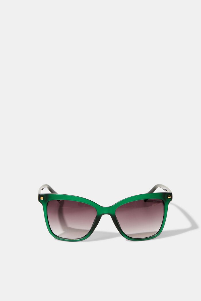 Hoekige zonnebril met studs, GREEN, detail image number 0