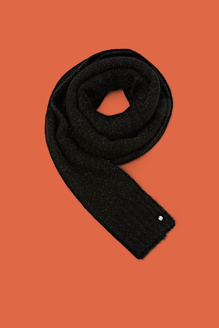 Sjaal uit een mix van mohairwol, BLACK, detail image number 0