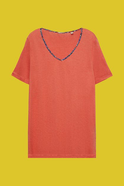 CURVY T-shirt met bloemige paspels, TENCEL™
