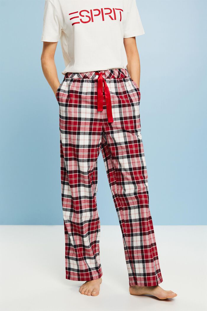 Geruite flanellen pyjamabroek, NEW RED, detail image number 0