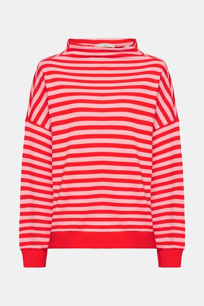 Sweatshirt met streepmotief, RED, overview