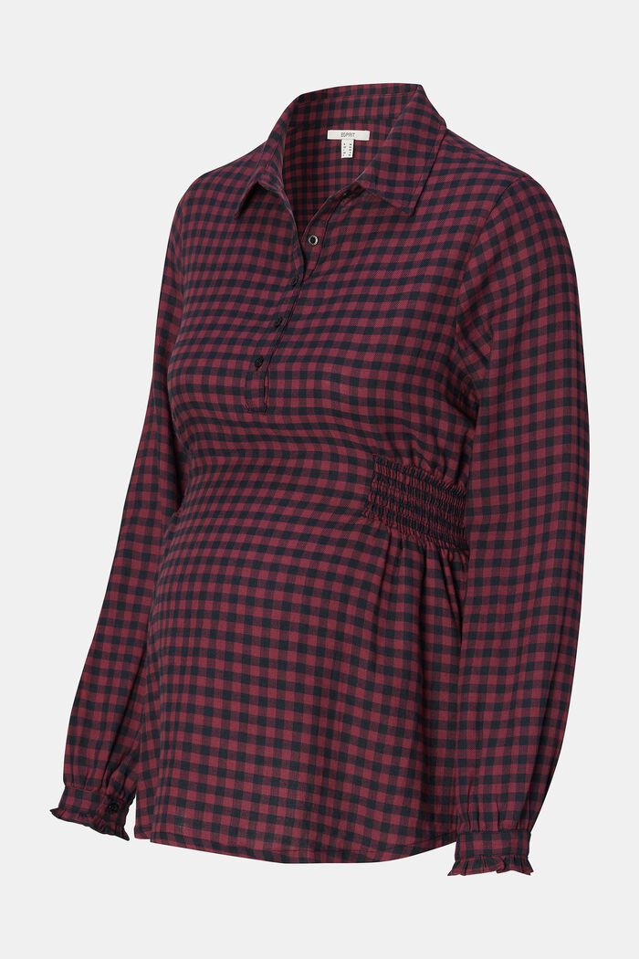 Geruite flanellen blouse voor borstvoeding, PLUM RED, detail image number 4