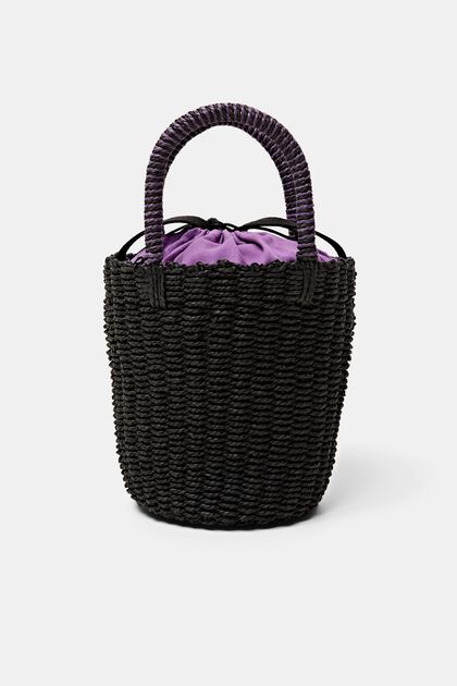 Raffia bucket bag met hengsels aan de bovenkant