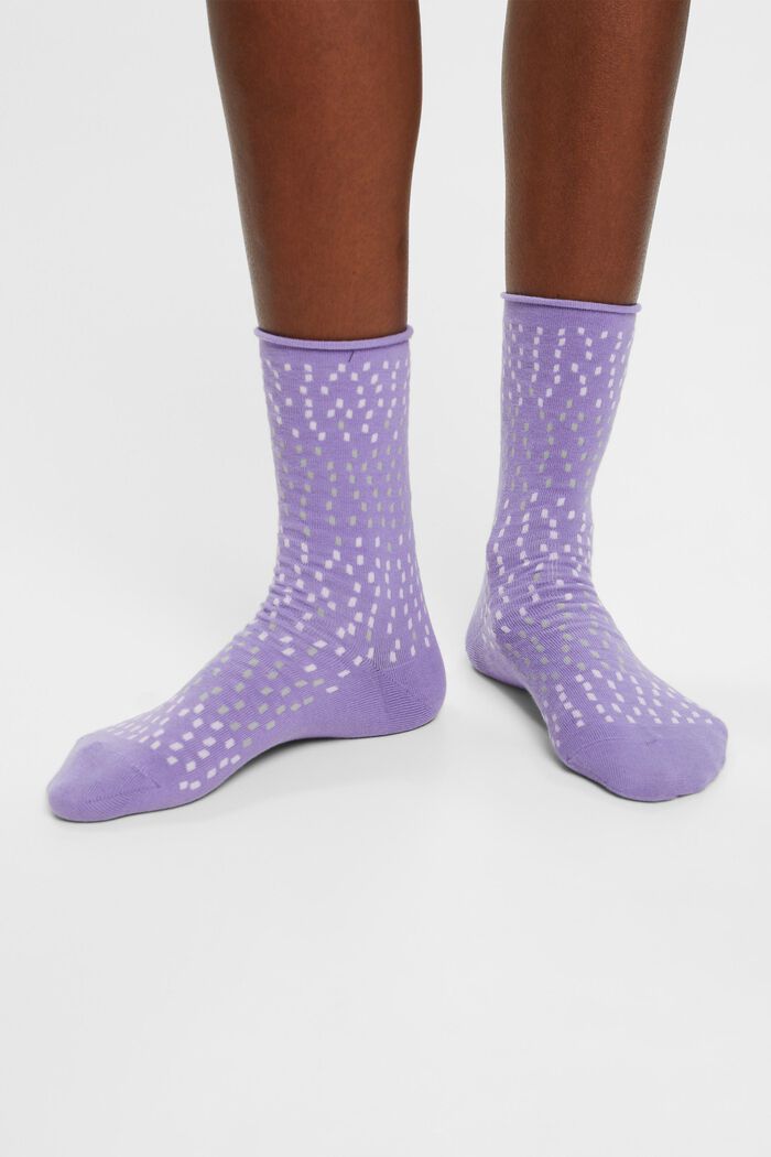 Set van 2 paar sokken met stippenmotief, organic cotton, LILAC/BLACK, detail image number 1