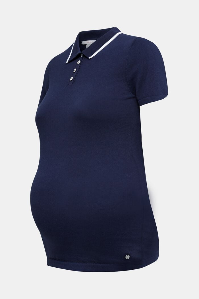 Pull-over de style polo, 100 % coton, NIGHT BLUE, overview