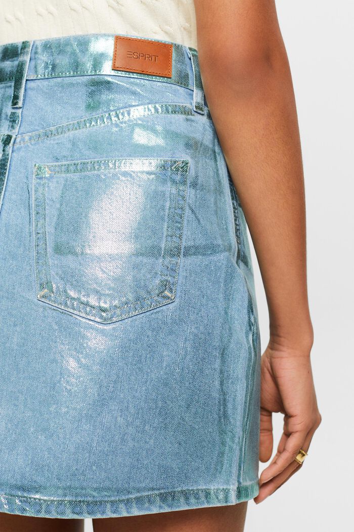 Mini-jupe en jean d’aspect métallique, DENIM/PISTACHIO GREEN, detail image number 3