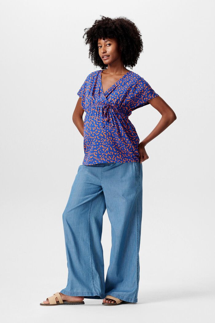 MATERNITY blouse met print en V-hals, ELECTRIC BLUE, detail image number 1