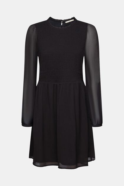Mini-jurk van chiffon, BLACK, overview