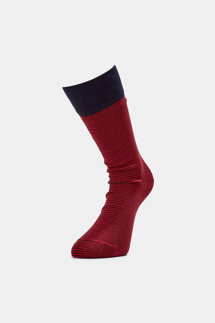 Set van 2 paar gestreepte sokken van een katoenmix, RED, detail image number 0