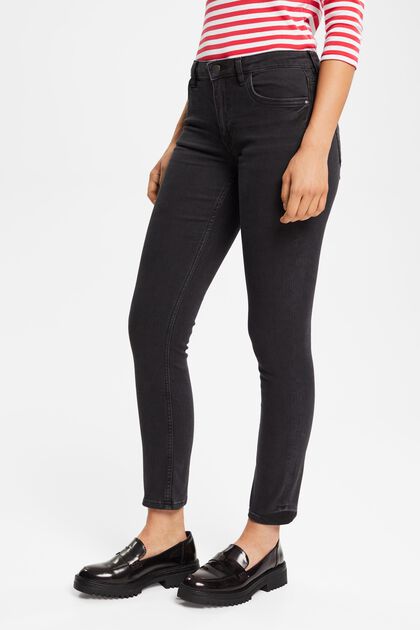 Slim fit-jeans met stretch, BLACK DARK WASHED, overview