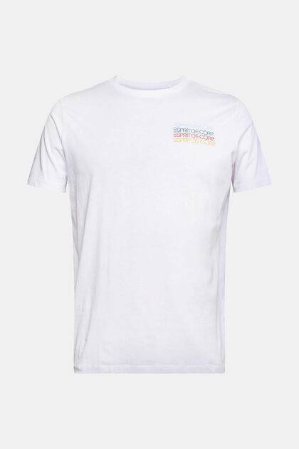 Jersey T-shirt met kleurige logoprint, WHITE, overview