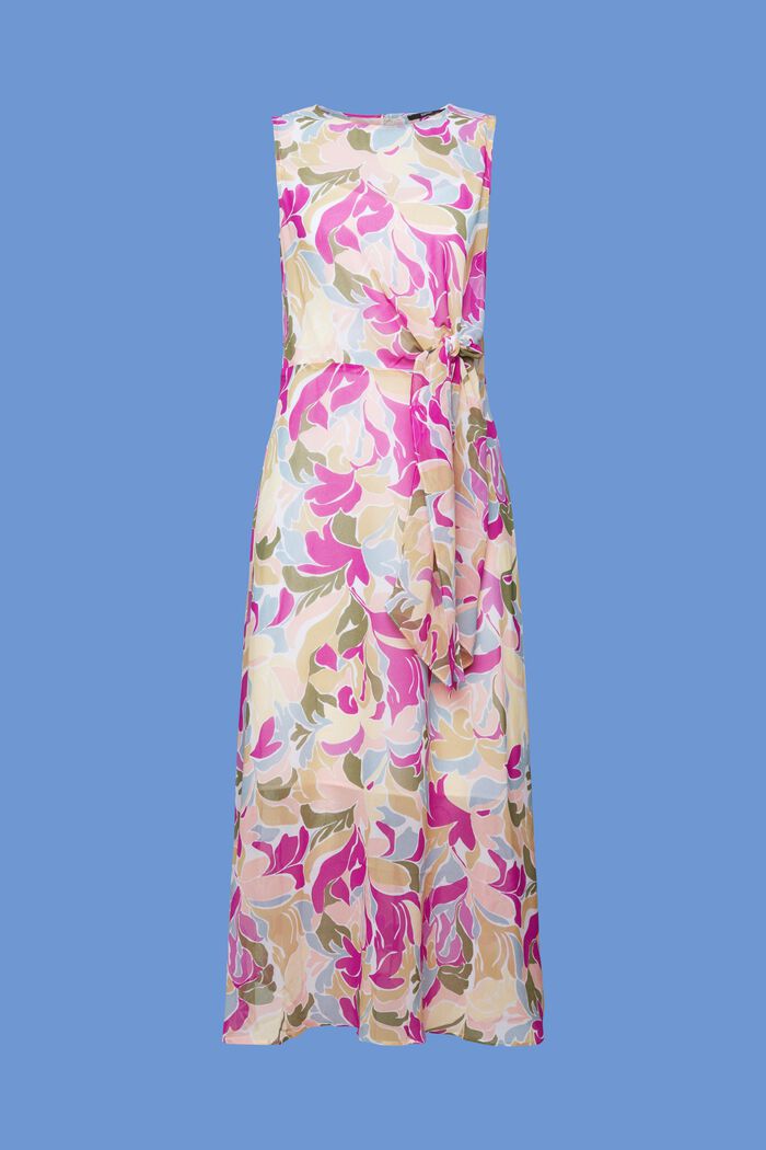Midi-jurk van chiffon met geknoopt detail, LIGHT BLUE LAVENDER, detail image number 5