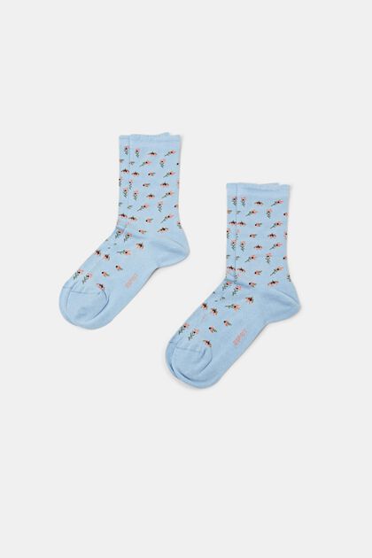 Set van 2 paar gebreide sokken met bloemmotief