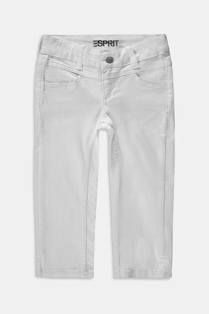 Gerecycled: capri-jeans met verstelbare band, WHITE, overview