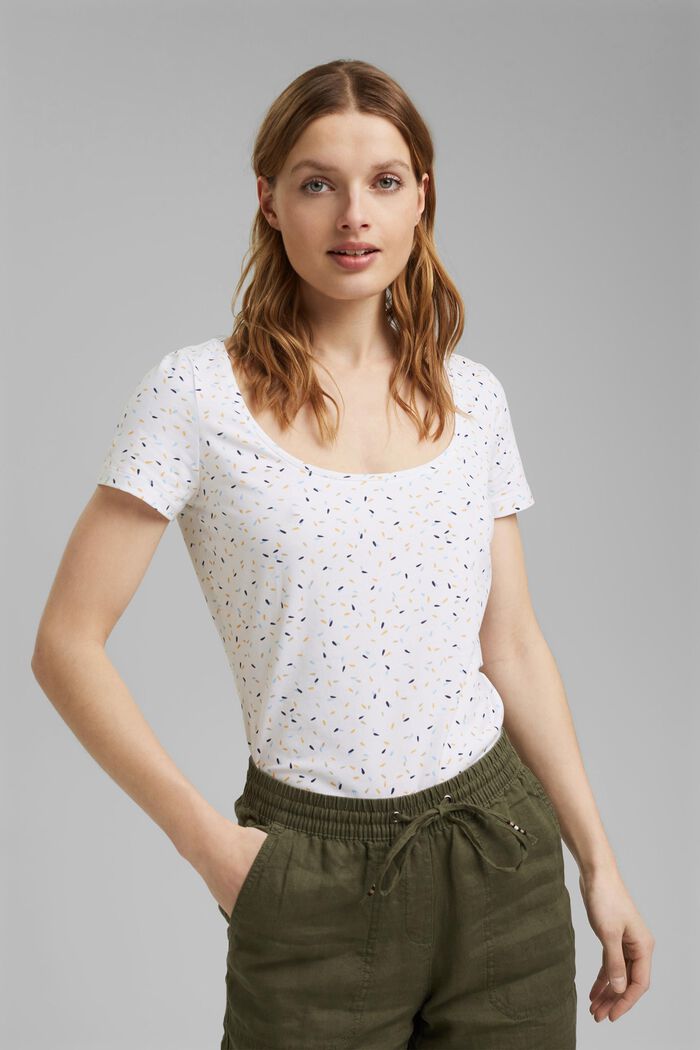 T-shirt basique à imprimé, coton biologique, WHITE, detail image number 0