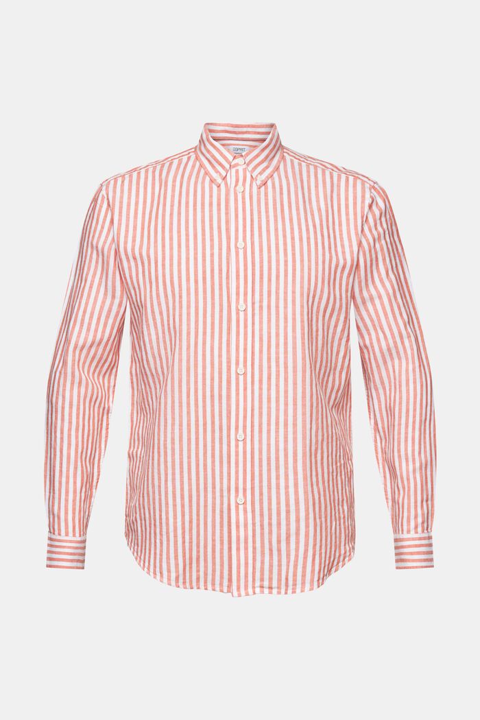 Gestreept shirt van katoen-popeline, BRIGHT ORANGE, detail image number 6