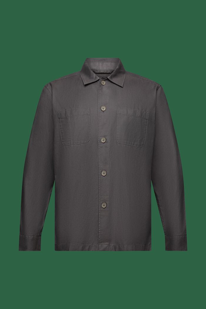 Overhemd van twill met buttondownkraag, DARK GREY, detail image number 6
