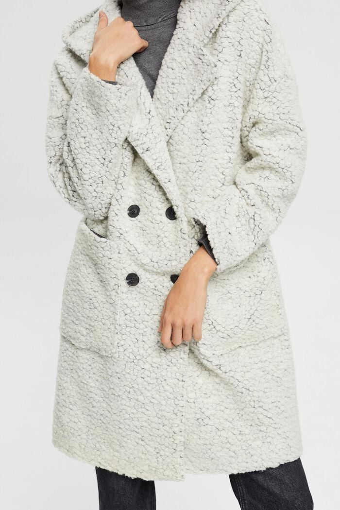 Manteau à capuche en peluche de laine mélangée, ICE, detail image number 2