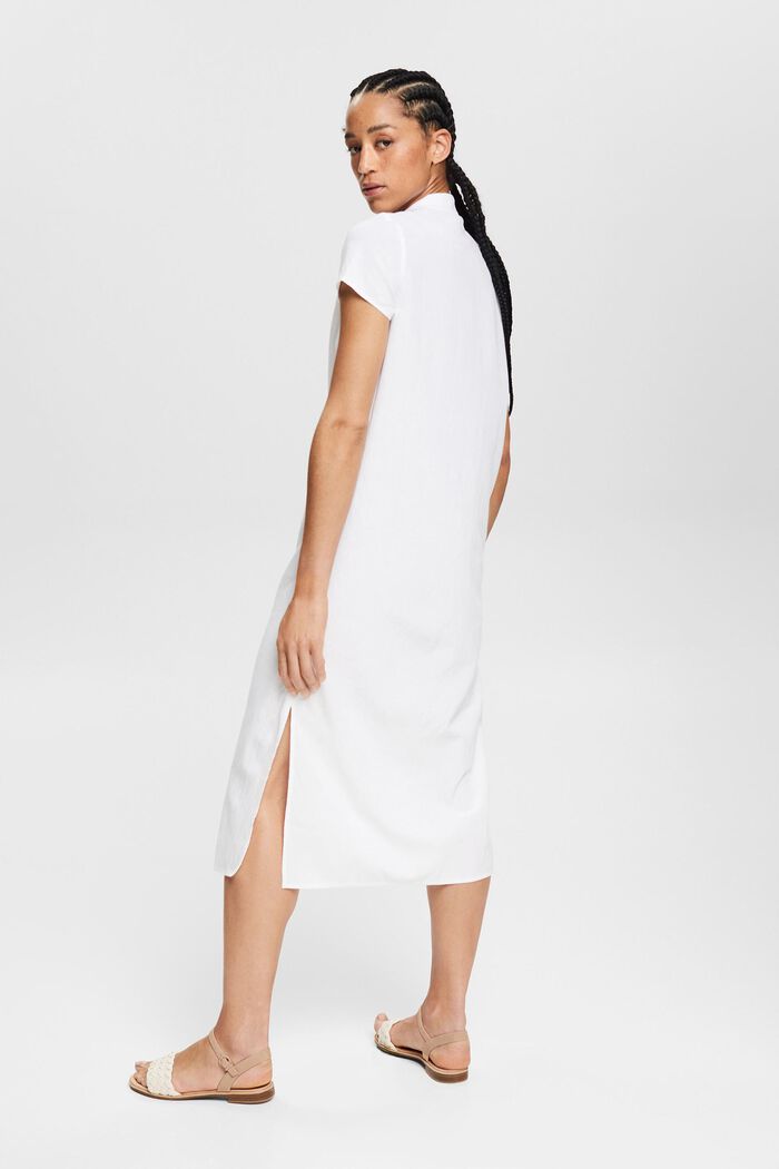 À teneur en lin : la robe chemisier longue, WHITE, detail image number 3