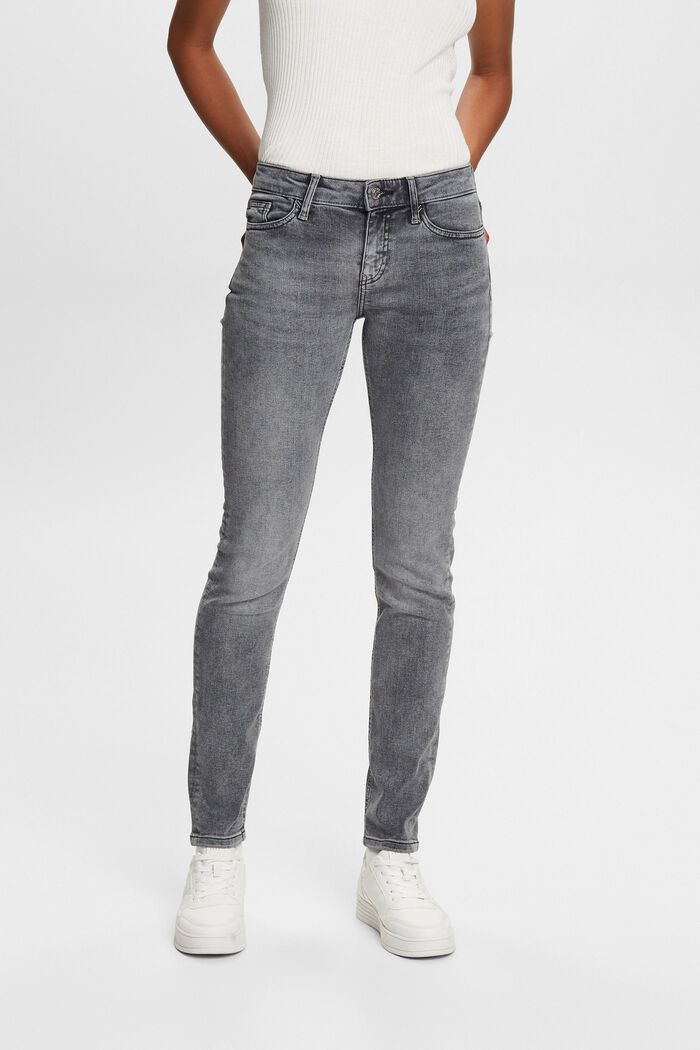 Slim fit jeans met middelhoge taille, GREY MEDIUM WASHED, detail image number 0