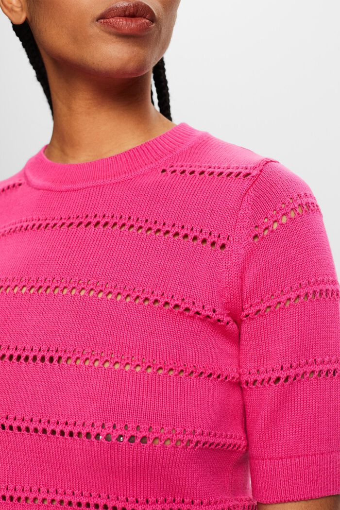 Pull-over à manches courtes en maille pointelle, PINK FUCHSIA, detail image number 2