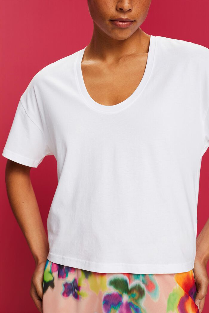 T-shirt de coupe oversize raccourcie, 100 % coton, WHITE, detail image number 2