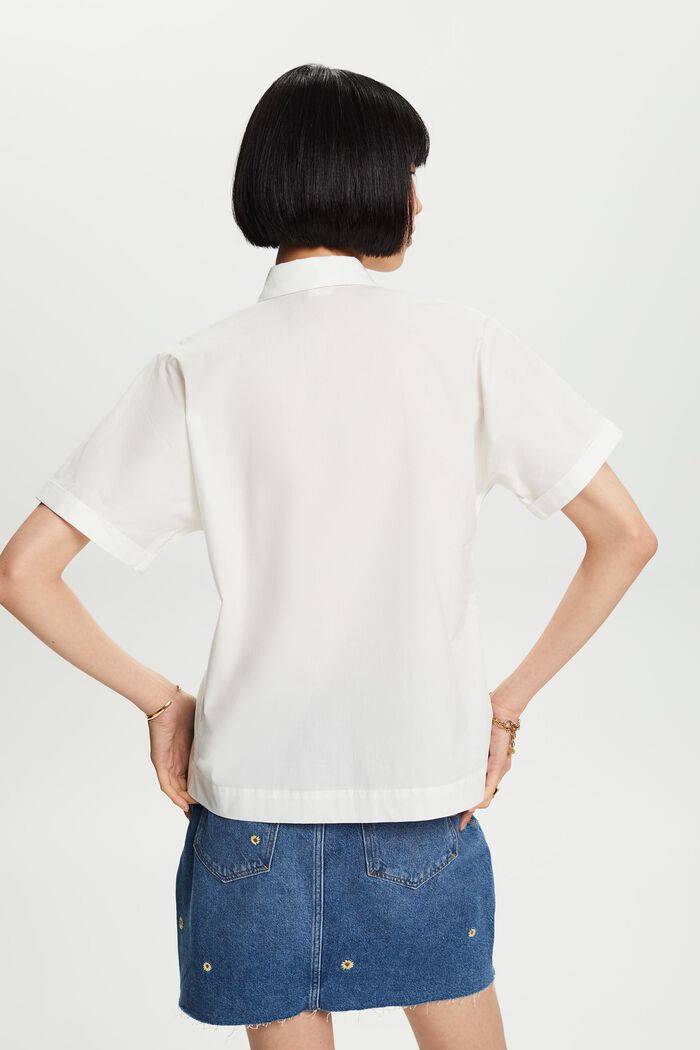 Chemise à manches courtes en popeline de coton, OFF WHITE, detail image number 5