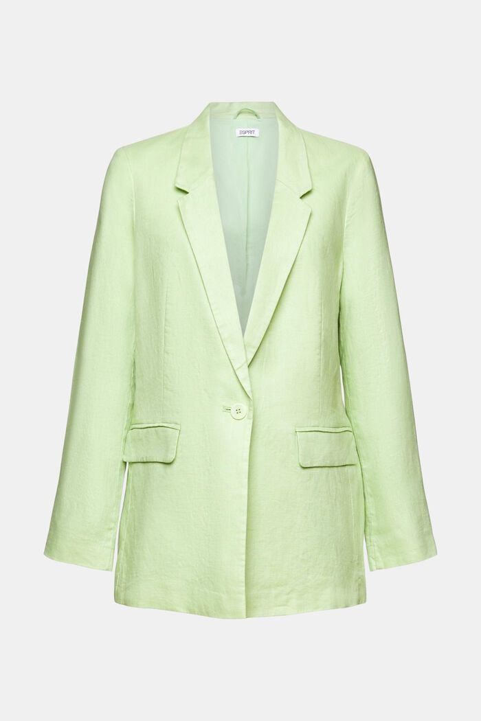 Linnen single-breasted blazer, LIGHT GREEN, detail image number 5
