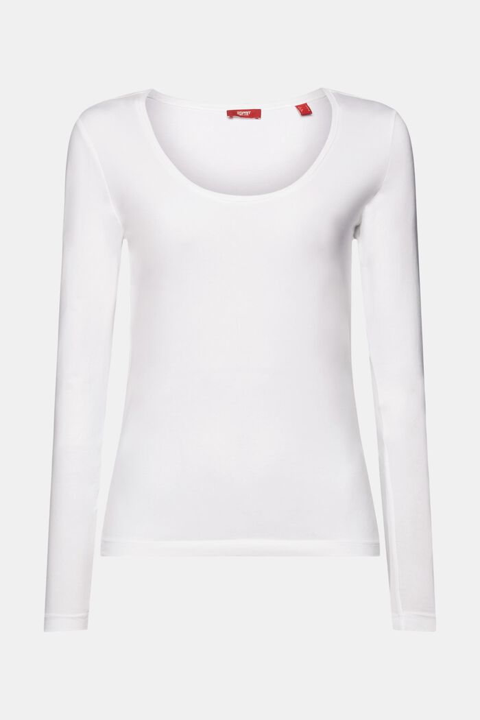 T-shirt met lange mouwen en boothals, WHITE, detail image number 7