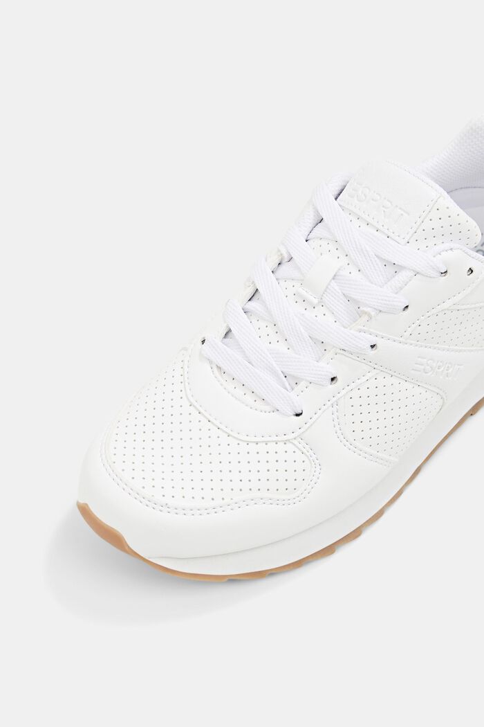 Sneakers en mélange de matières façon similicuir, WHITE, detail image number 4