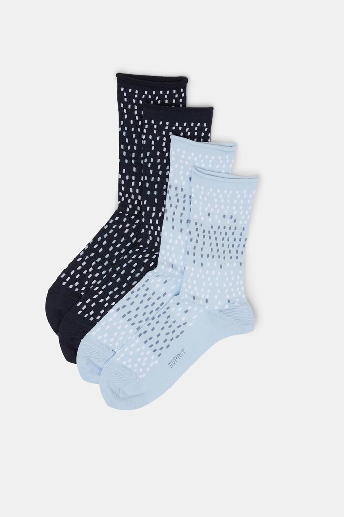 Set van 2 paar sokken met stippenmotief, organic cotton, LIGHT BLUE/NAVY, detail image number 0