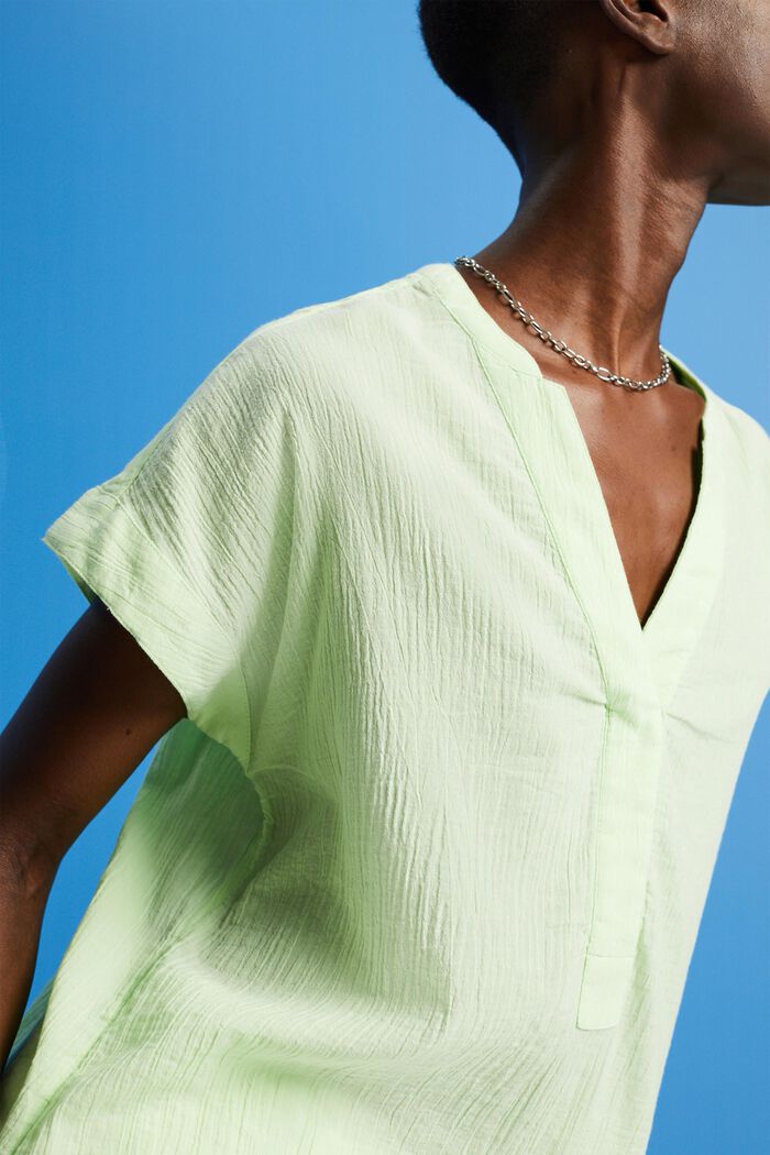 Gestructureerde blouse van katoen, CITRUS GREEN, detail image number 2