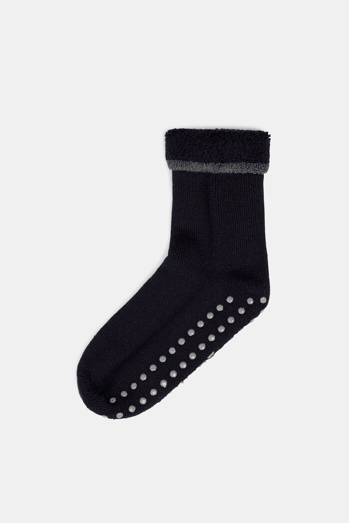 Zachte sokken met stroeve zool, wolmix, BLACK, detail image number 0