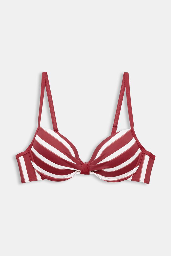 Gewatteerde bikinitop met beugels en strepen, DARK RED, detail image number 4